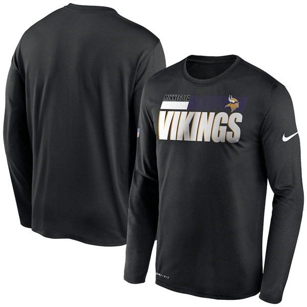 Men's Minnesota Vikings 2020 Black Sideline Impact Legend Performance Long Sleeve NFL T-Shirt